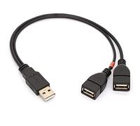 Adaptador de cable divisor USB 2.0 de 1 a 2 Y, USB 2.0 tipo A macho a doble USB 2.0 hembra, cable de extensión de sincronización de datos y carga, 30 cm (un lado solo para carga)