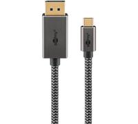 goobay Cable USB C a DisplayPort 1.2 4K a 60 Hz tipo C Thunderbolt 3/4 a DP cable USB 3.1 compatible con Mac Book, iPhone, Surface / 2 m/cable textil / 75708