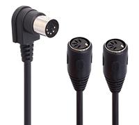 Adaptador de cable MIDI de 5 pines DIN Y Splitter MIDI, 5 pines DIN de 90 grados de ángulo recto macho a doble cable de audio de extensión 2 hembra para teclado MIDI, piano eléctrico