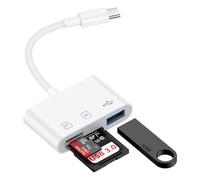 Adaptador de cámara USB C a USB, lector de tarjetas SD para iPhone 17 Pro Max Air 16e 16 15.3 en 1, adaptador de tarjeta de memoria con ranuras dobles para tarjetas y puerto USB para Samsung Galaxy
