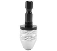 Adaptador de cambio rápido de portabrocas sin llave de 6 mm, color plateado y negro, vástago hexagonal