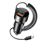 Adaptador de Carga de automóviles: Cargador Fast USB, Hub de energía Tipo C | Conector automático de Alta Velocidad, Salida de Cable retráctil, Adaptador para la Tableta de Laptop móvil