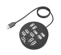 Adaptador de carga redondo USB 2.0 de 10 puertos, estación de acoplamiento USB de 480 Mbps para una gestión eficiente de datos