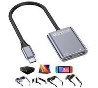 Adaptador de carga USB C a gafas, carga y reproducción PD de 100 W para gafas AR, salida de video 4K a 60Hz para XREAL/Viture/Rokid/RayNeo, Steam Deck, ROG Ally, Switch (no Switch 2), PS5, Xbox, Mac