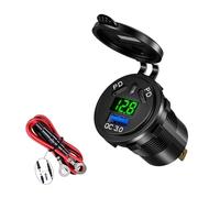 Adaptador de carga USB C para coche, salida USB C, 45 W, tipo C, 18 W, puerto USB con voltímetro LED, enchufe de suministro de energía para motocicleta
