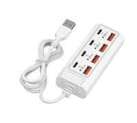Adaptador de carga USB de 25 W, 8 puertos, extensión de teléfono, adaptador de enchufe de alimentación de 4 tipos C + 4 puertos USB para teléfono, adaptador de carga de pared, divisor USB