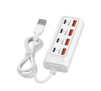 Adaptador de carga USB de 25 W, 8 puertos, extensión de teléfono, adaptador de enchufe de alimentación de 4 tipos C + 4 puertos USB para adaptador de carga de pared de teléfono