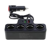 Adaptador de carga USB tipo C para coche, 12 V/24 V, divisor de enchufe de alimentación para Dashcam/teléfonos, carga segura, color negro