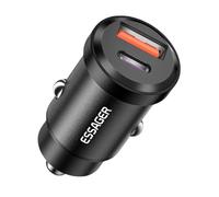 Adaptador de cargador de coche ultracompacto, 30 W PD + 30 W QC3.0, carga súper rápida para iPhone, Samsung, iPad, Pixel, diseño metálico