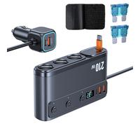 Adaptador de cargador de coche USB-C de 228 W con divisor de mechero y carga rápida QC3.0