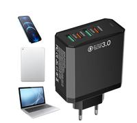 Adaptador de Cargador Europeo - Adaptador de Enchufe UE 2USB+2PD | Cargador Rápido 4 En 1 para Teléfono Viaje Estudios Exterior Mochilero Aeropuerto Negocios Internacionales Estancia Hotel
