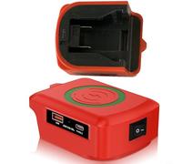 Adaptador de cargador inalámbrico de 15 W para Dewalt DCB180/DCB182/DCB184/DCB200/DCB201/DCB203 y 48-11-1862/48-11-1880/48-11-1850/48-11-1852 Baterías con USB .0. y (rojo)