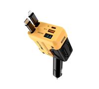 Adaptador de Cargador Universal de 4 Puertos QC PD Superrápido para Coche, Cargador Inteligente para Cámara de Salpicadero, Color Amarillo