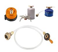 Adaptador de Cartucho de Gas para Hornillo y Estufa - Manguera y Conector Convertidor de Cobre Compatible Con Recipiente Plano y Largo