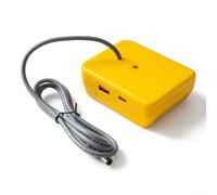 Adaptador de CC de 18 W con cable de CC de 96 cm Dual USB-A USB-C para la serie DCB 18V 20V MAX batería de litio amarillo compacto portátil plástico de metal (DW-Dual USB-AC)