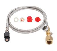 Adaptador de cilindro Ck2 para máquina de soda - Conector CGA320 a TR21-4 con acero inoxidable de 60 pulgadas para manguera de alta presión, manómetro y válvula de escape