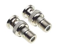Adaptador de Clavija BNC a Enchufe Tipo F, Paquete de 2 - Conectores niquelados con Cuerpo de Zinc, Conector para escáner, cámara, Antena de radiofrecuencia y Aplicaciones de vídeo