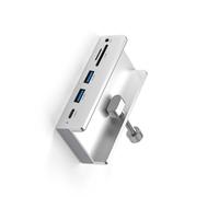 Adaptador de clip de aluminio de 5 Gbps, alta velocidad, 6 puertos, USB 3.0 tipo C, divisor USB de 3,5 mm, estación de acoplamiento expansor, adaptador de clip para pantalla de ordenador portátil