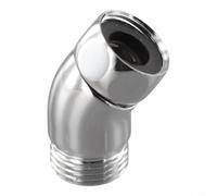 Adaptador de codo de ducha de acero inoxidable de 135° para ducha de mano y rociador superior, conector roscado G1/2 acabado cromado, herramienta instalada (S)