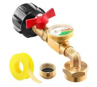 Adaptador de codo de repuesto de propano mejorado con medidor de tanque, construcción de latón de fácil control, se adapta a cilindros de 5 a 40 libras para botellas de 1 libra, camping, barbacoa