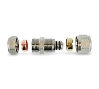 Adaptador de compresión de 15 mm - 16 mm (Cu - PEX) para la transición del tubo de cobre a PEX
