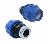Adaptador de Compresión MDPE PP 25 mm x 1/2 Hembra - 2 piezas - Accesorios de PP PN16 - Racor de Fontanería - Conectores de Aqua para Tuberías de Polietileno de PE80, PE100 - SmartProduct