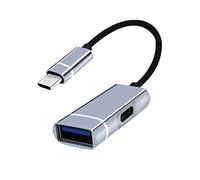 Adaptador de concentrador múltiple tipo C de alta velocidad de 1 a 2 puertos USB con carga PD cuando juegas estación de acoplamiento USB