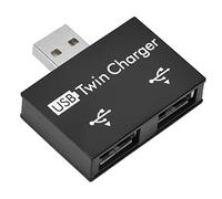 Adaptador de concentrador USB 2.0, divisor de cargador USB, aleación de aluminio, convertidor de puerto USB ABS para cualquier dispositivo móvil, Plug and Play, portátil pequeño (negro)