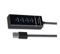Adaptador de concentrador USB 3.0 con 4 puertos, expansor USB, indicador LED, garantiza una rápida transferencia de datos y carga para computadoras de escritorio y computadoras portátiles