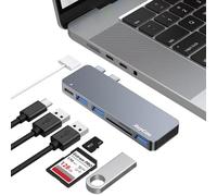 Adaptador de concentrador USB C para MacBook Pro/Air, dongle multipuerto con Thunderbolt 3, USB 3.0 x 3, lector de tarjetas SD/TF