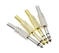 Adaptador de conector de Audio Mono macho Jack dorado de 6,35 MM conectores estéreo de Audio de soldadura macho de 1/4 pulgadas(MULTI,4PCS)