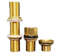 Adaptador de conector de tubería de mamparo for tanque de agua, de latón, macho BSP de 1/2", 3/4" y 1", for desagüe de jardín doméstico de 20 a 100 mm(04-100mm)