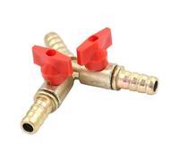 Adaptador de conector de tubería de válvula de bola de cierre de latón de tres vías con espiga de manguera de 10 mm y 3/8" for combustible, gas, agua, aceite y aire.