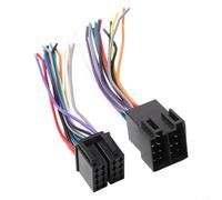 Adaptador de conector estéreo de radio de coche macho y hembra de 16 pines compatible con arnés ISO con cable de control del volante