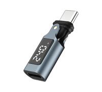 Adaptador de conector giratorio de aleación de aluminio con pantalla digital inteligente, compatible con carga rápida de 240 W y transferencia de datos de velocidad de 480 Mbps, adaptador USB C