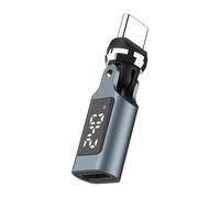 Adaptador de conector giratorio de aleación de aluminio con pantalla digital inteligente, compatible con carga rápida de 240 W y transferencia de datos de velocidad de 480 Mbps, adaptador USB C