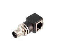Adaptador de conector M12 a conector de interfaz de red RJ45, conector recto impermeable M12 macho de 8 pines con bloqueo frontal for montaje en panel.(Angle,FRONT MOUNT_FEMALE INSERT_1PCS_4P-D CODE)