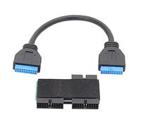 Adaptador de conector USB 3.0 de 19 pines hembra a 2 machos de 19 pines USB de 19 pines 1 a 2 HUB con chip y cable modular de 20 cm