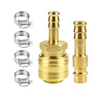 Adaptador de conexión de manguera neumática de cobre profesional de 8 mm/10 mm con abrazaderas de sujeción, fácil instalación para acoplamiento de aire de bronce a prueba de fugas en casa
