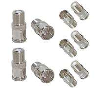 Adaptador de conexión rápida macho a hembra F de 10 piezas: conector coaxial sin herramientas for TV, antena, satélite RV. (2 PCS)