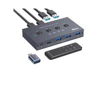 Adaptador de Controlador Compartido KVM con Conmutador USB 3.2, Velocidad de 10 Gbps, Compatible con Computadoras Portátiles, Ratones y Teclados.