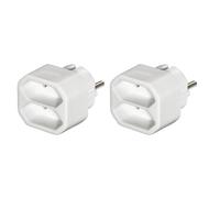 Adaptador de corriente 2 compartimentos, 2 enchufes Euro, dble pack, blc