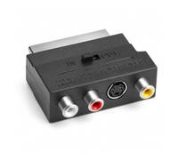 Adaptador de corriente a 3X RCA, adaptador SCART a RCA IN OUT Convertidor de corriente a S Video, Conector AV analógico con audio estéreo de vídeo compuesto, para TV VHS DVD Consolas Retro