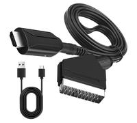 Adaptador de corriente a HDMI 1M, convertidor de corriente a HDMI con cable, SCART to HDMI Convertidor de vídeo de audio HD 1080P/720P para TV, HDTV, STB, VHS, Xbox, PS2, PS3, Sky, Reproductor de DVD