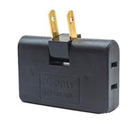Adaptador de corriente alterna giratorio de 2 clavijas, convertidor de enchufe de pared para interiores/viajes de 2500 W, extensor plano de 3 vías