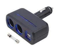 Adaptador de corriente con divisor de toma de mechero y cargador de coche USB doble de 12 V y 2 vías con luz LED, 60 W, 1200 mA. Accesorios