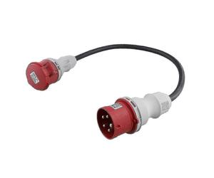 Adaptador de corriente de alta resistencia de 32 A a 16 A, trifásico de 400 V con manguera impermeable.