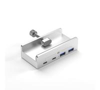 Adaptador de corriente de aluminio tipo C de 4 puertos USB 3.1, divisor de adaptador de corriente de 10 Gbps, concentradores de acoplamiento USB C, base de abrazadera de aluminio