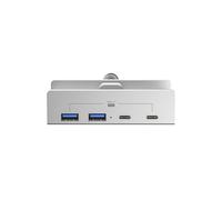 Adaptador de corriente de aluminio tipo C de 4 puertos USB 3.1, divisor de adaptador de corriente de 10 Gbps, concentradores de acoplamiento USB C, base de abrazadera de aluminio