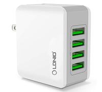Adaptador de corriente de pared con cargador multipuerto, carga rápida, bloque de carga USB de 4 puertos con protección de chip inteligente,